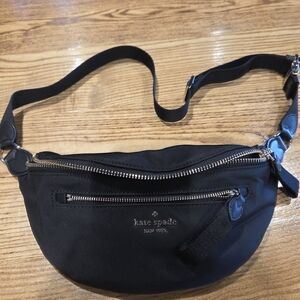 Kate Spade Black Belt Bag with Silver Accents